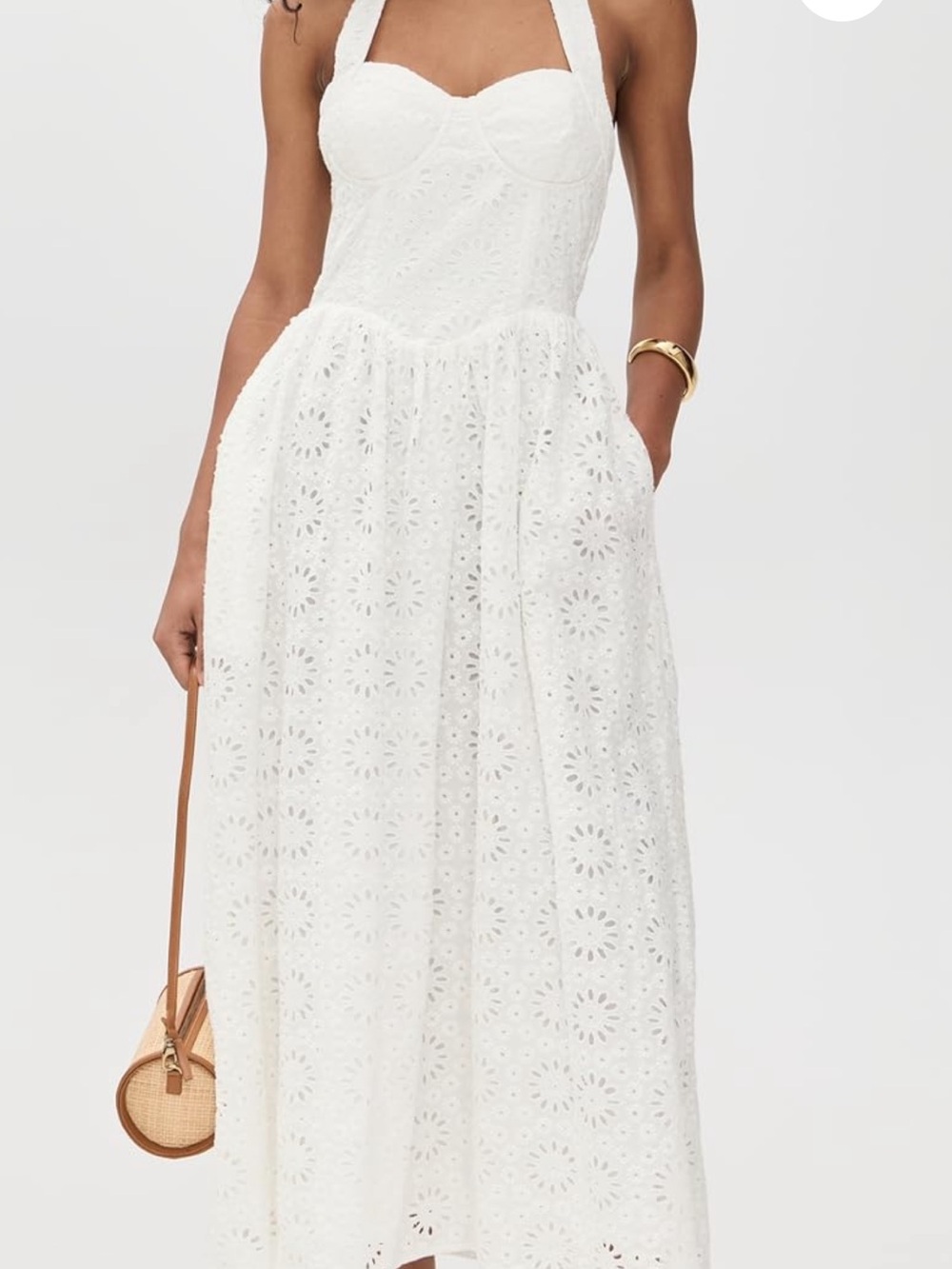 Line & Dot White Eyelet Halter Midi Dress - Picture 4 of 5